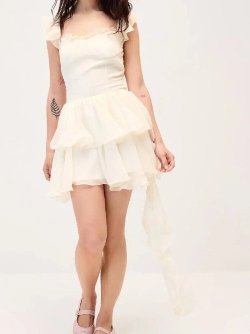 NWT Ruffles and textured polka dots minidress